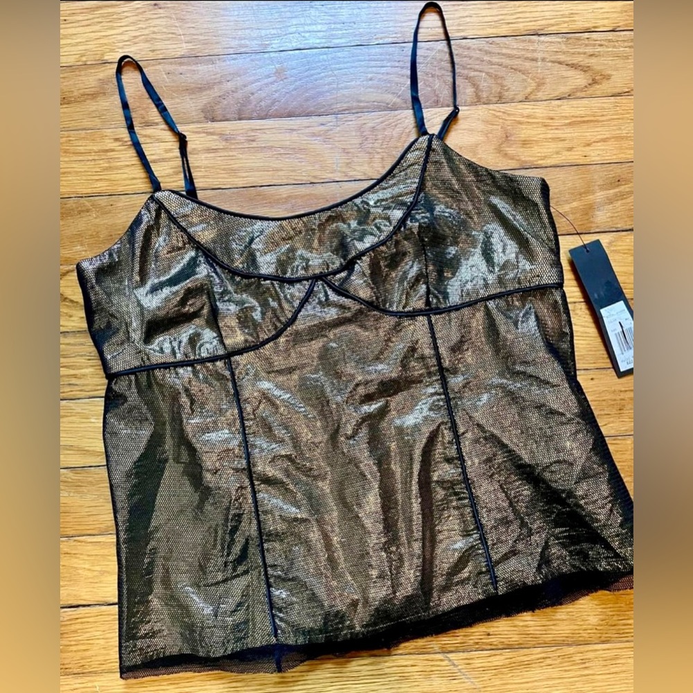 CHIC MARC JACOBS METALLIC MESH OVERLAY CAMI, SIZE 4